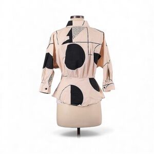 Eva Franco Modern abstract peplum blouse/jacket pink & black